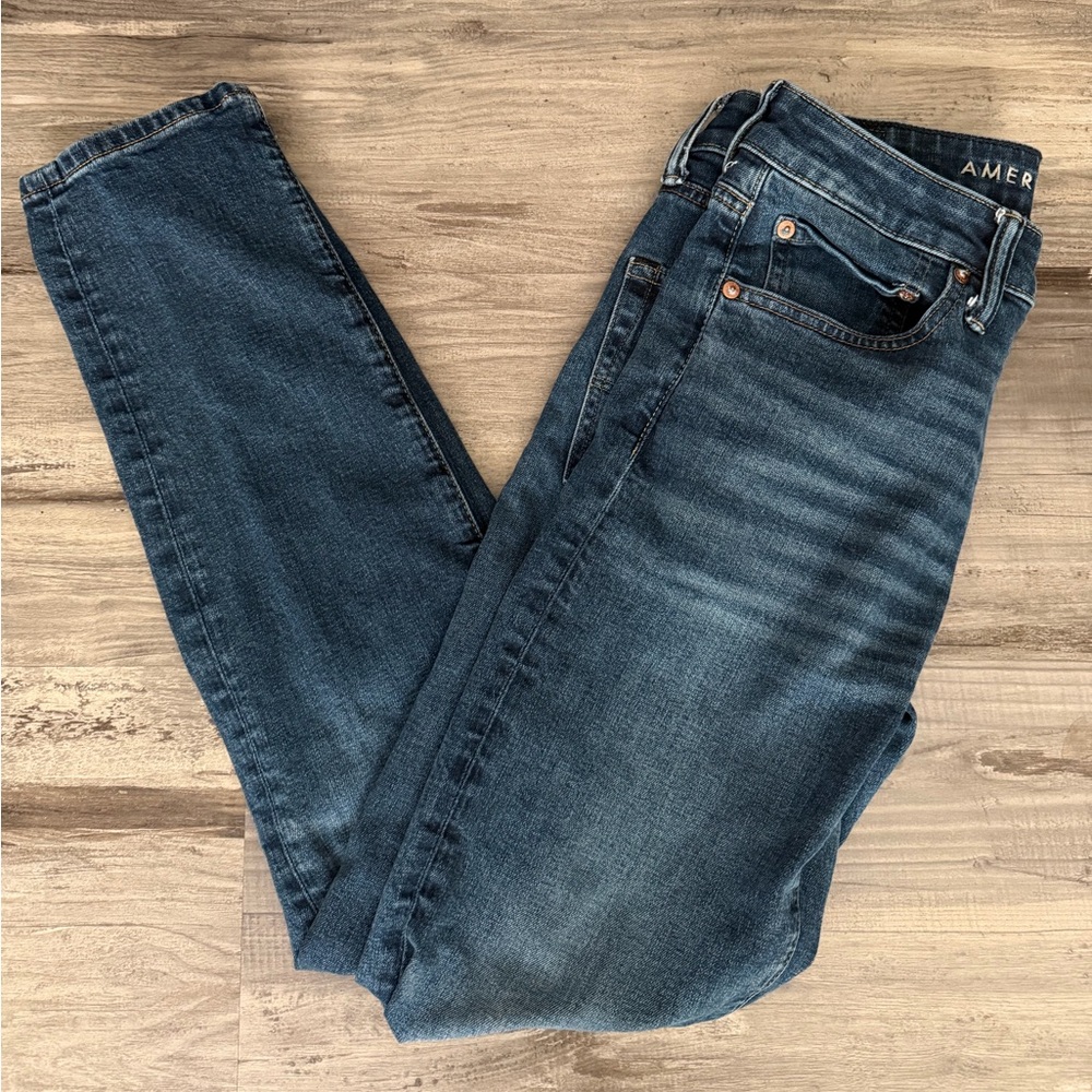 American Eagle Outfitters Men's Dark Blue Athletic Fit Jeans